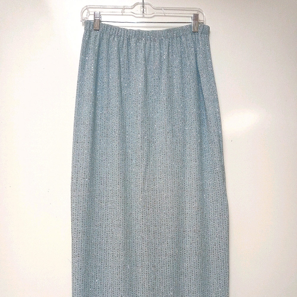Vintage Baby Blue Silver Sparkle Maxi
